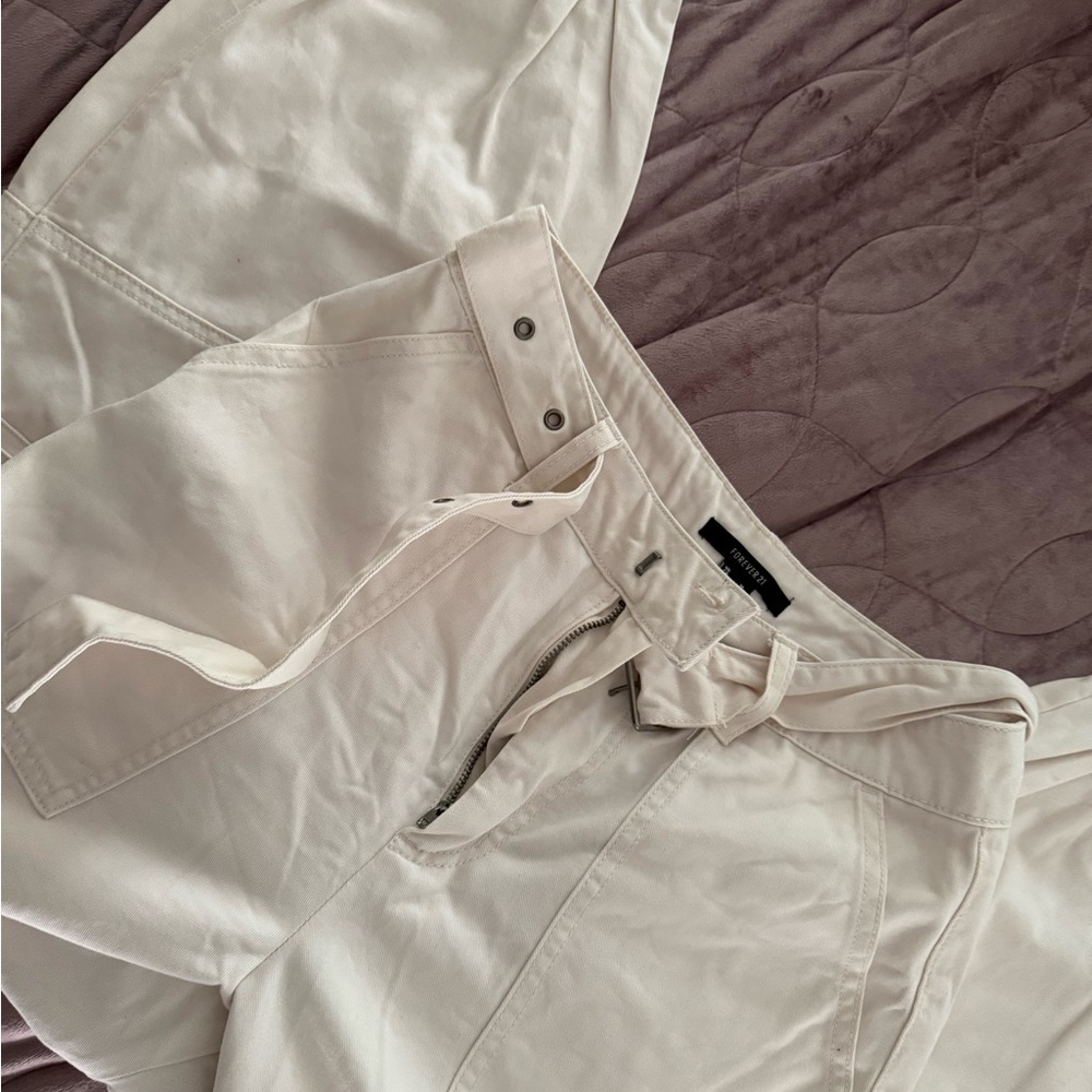 Forever 21 Cream High-Waisted Trousers